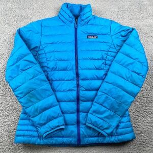 Patagonia Down Sweater Jacket Womens Small Blue Puffer Full Zip Hiking 84683